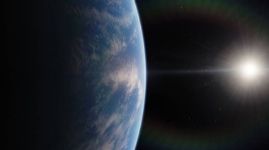 Yakın, Dünya yörüngesine mavi gezegenin düşük. NASA tarafından döşenmiş bu görüntü öğelerini