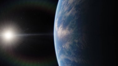 Yakın, Dünya yörüngesine mavi gezegenin düşük. NASA tarafından döşenmiş bu görüntü öğelerini