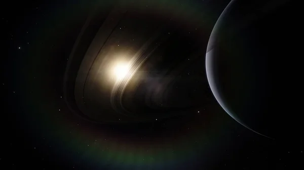 Saturne. Papier peint espace science-fiction, planètes incroyablement belles, galaxies, beauté sombre et froide de l'univers sans fin. Éléments de cette image fournis par la NASA — Photo