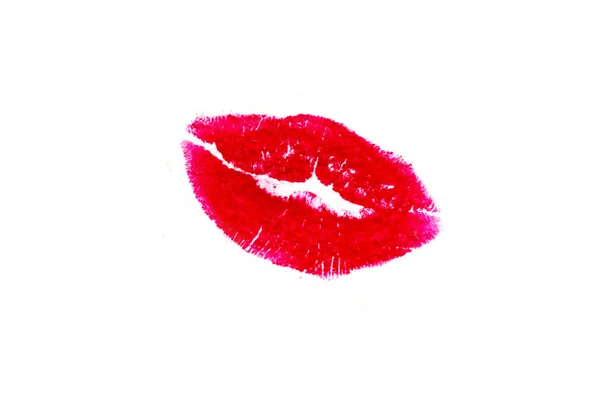 Küsse, Liebe, Lippenstift, Postkarte, isolieren, weißen Hintergrund, drucken. — Stockfoto