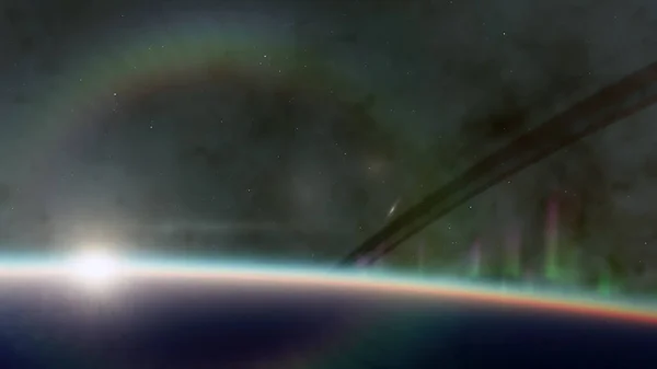 Планета в космосе. Красочное искусство. Солнечная система. Градиентный цвет. Космические обои. Элементы этого изображения предоставлены НАСА . — стоковое фото