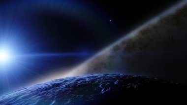 Gezegen uzayda. Renkli sanat. Yıldız sistemi. Gradyan rengi. Uzay wallpaper. Nasa tarafından döşenmiş bu görüntü unsurları