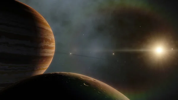 Planet w przestrzeni. Kolorowe sztuki. Star system. Kolor gradientu. Przestrzeń tapety. Elementy tego obrazu dostarczone przez Nasa — Zdjęcie stockowe