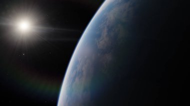 Yakın, Dünya yörüngesine mavi gezegenin düşük. NASA tarafından döşenmiş bu görüntü öğelerini