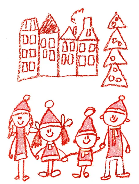 Jardín de infantes con maestro dibujado a mano de dibujos animados, invierno con estaciones de muñeco de nieve aislado sobre fondo blanco, chica, niño . — Foto de Stock