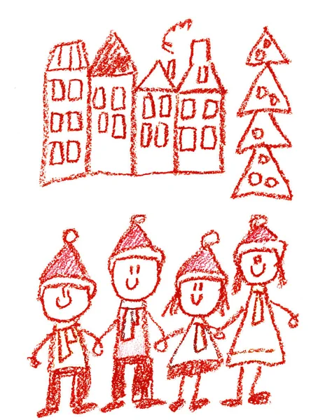 kindergarten with teacher cartoon hand drawn, winter with snowman seasons isolated on white background, girl, boy