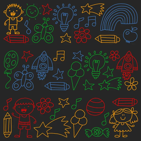 Çocuk Bahçesi, kuvvetler, çizilmiş çocuk bahçe elemanları desen el, illüstrasyon, vektör, illüstrasyon doodle,