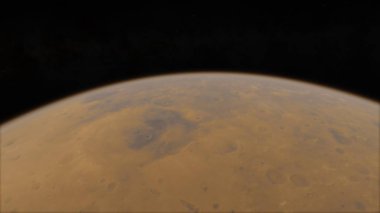 Mars yüksek çözünürlüklü görüntü, 4k. Mars güneş sisteminin bir gezegenidir. Lens parlaması ile gün doğumu. Nasa tarafından döşenmiş bu görüntünün elemanları.