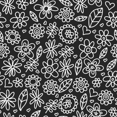 Vektör çocuk karalama stilinde çiçek simgeleri çizim kümesi. Boyalı, renkli, beyaz arka plan üzerinde bir kağıt parçası üzerinde resimler. Sorun -suz