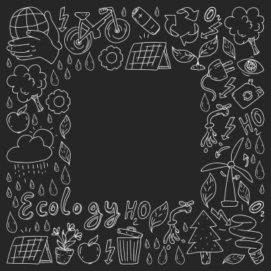 Vektör logosu, tasarım ve rozet trendy çizim tarzı - sıfır atık kavramı, geri dönüşüm ve yeniden, azaltmak - ekolojik yaşam tarzı ve sürdürülebilir gelişmeler simgeleri.