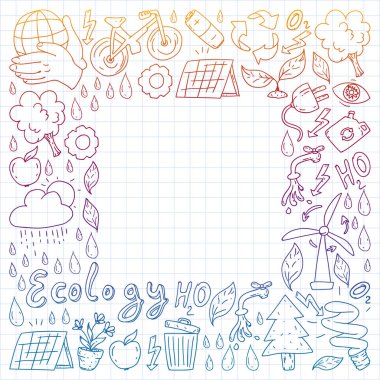 Vektör logosu, tasarım ve rozet trendy çizim tarzı - sıfır atık kavramı, geri dönüşüm ve yeniden, azaltmak - ekolojik yaşam tarzı ve sürdürülebilir gelişmeler simgeleri. Degrade