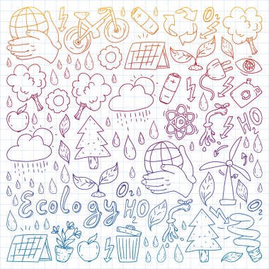 Vektör logosu, tasarım ve rozet trendy çizim tarzı - sıfır atık kavramı, geri dönüşüm ve yeniden, azaltmak - ekolojik yaşam tarzı ve sürdürülebilir gelişmeler simgeleri. Degrade