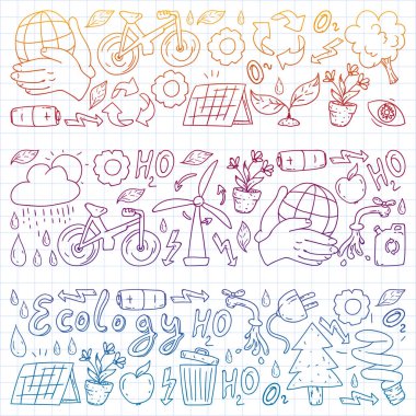 Vektör logosu, tasarım ve rozet trendy çizim tarzı - sıfır atık kavramı, geri dönüşüm ve yeniden, azaltmak - ekolojik yaşam tarzı ve sürdürülebilir gelişmeler simgeleri. Degrade