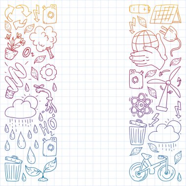 Vektör logosu, tasarım ve rozet trendy çizim tarzı - sıfır atık kavramı, geri dönüşüm ve yeniden, azaltmak - ekolojik yaşam tarzı ve sürdürülebilir gelişmeler simgeleri. Degrade