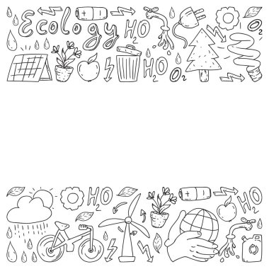 Vektör logosu, tasarım ve rozet trendy çizim tarzı - sıfır atık kavramı, geri dönüşüm ve yeniden, azaltmak - ekolojik yaşam tarzı ve tek renkli tarzı sürdürülebilir gelişmeler simgeleri.