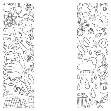 Vektör logosu, tasarım ve rozet trendy çizim tarzı - sıfır atık kavramı, geri dönüşüm ve yeniden, azaltmak - ekolojik yaşam tarzı ve tek renkli tarzı sürdürülebilir gelişmeler simgeleri.