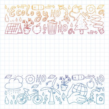 Vektör logosu, tasarım ve rozet trendy çizim tarzı - sıfır atık kavramı, geri dönüşüm ve yeniden, azaltmak - ekolojik yaşam tarzı ve sürdürülebilir gelişmeler simgeleri. Degrade