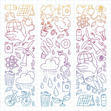 Vektör logosu, tasarım ve rozet trendy çizim tarzı - sıfır atık kavramı, geri dönüşüm ve yeniden, azaltmak - ekolojik yaşam tarzı ve sürdürülebilir gelişmeler simgeleri. Degrade