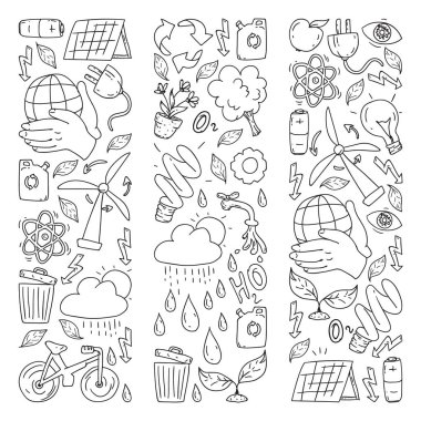 Vektör logosu, tasarım ve rozet trendy çizim tarzı - sıfır atık kavramı, geri dönüşüm ve yeniden, azaltmak - ekolojik yaşam tarzı ve tek renkli tarzı sürdürülebilir gelişmeler simgeleri.