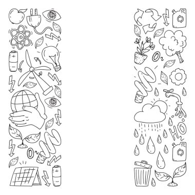 Vektör logosu, tasarım ve rozet trendy çizim tarzı - sıfır atık kavramı, geri dönüşüm ve yeniden, azaltmak - ekolojik yaşam tarzı ve tek renkli tarzı sürdürülebilir gelişmeler simgeleri.