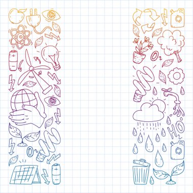 Vektör logosu, tasarım ve rozet trendy çizim tarzı - sıfır atık kavramı, geri dönüşüm ve yeniden, azaltmak - ekolojik yaşam tarzı ve sürdürülebilir gelişmeler simgeleri. Degrade