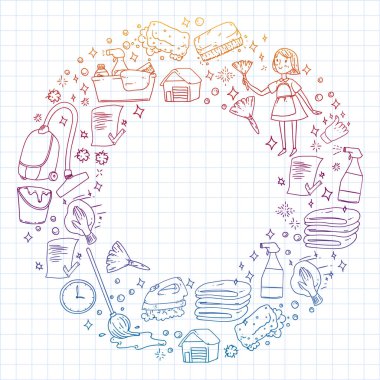 Temizlik hizmetleri şirket vektör deseni, kare defter