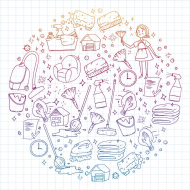 Temizlik hizmetleri şirket vektör deseni, kare defter