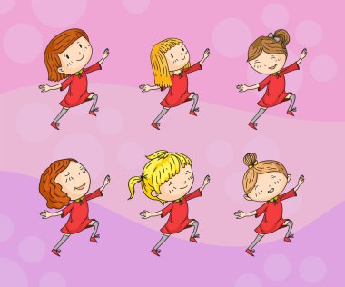 Vektör doodle tarzında yaratıcı çocuklar oynarken seti, çocuklar yumuşak backround çizim.