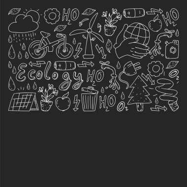 Vektör logosu, tasarım ve rozet trendy çizim tarzı - sıfır atık kavramı, geri dönüşüm ve yeniden, azaltmak - ekolojik yaşam tarzı ve sürdürülebilir gelişmeler simgeleri.