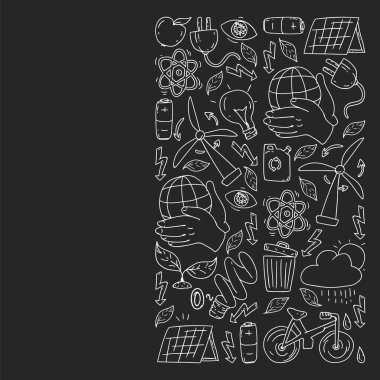 Vektör logosu, tasarım ve rozet trendy çizim tarzı - sıfır atık kavramı, geri dönüşüm ve yeniden, azaltmak - ekolojik yaşam tarzı ve sürdürülebilir gelişmeler simgeleri.