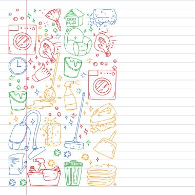 Temizlik hizmetleri şirket vektör deseni, egzersiz defteriçizim.