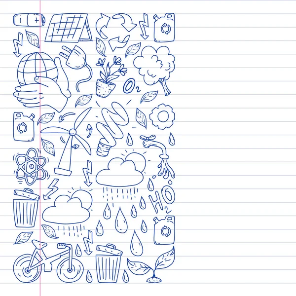 beyaz arka plan üzerinde temizlik hizmetleri şirket vektör monokrom desen, çizim kalem, defterler astarlı