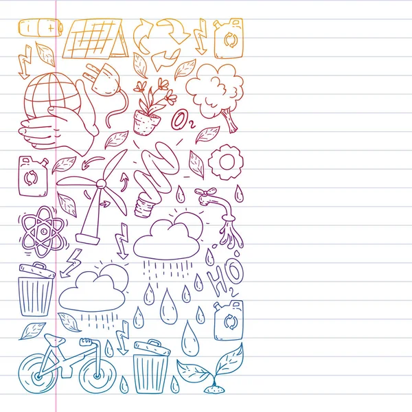 Vektör logosu, tasarım ve rozet trendy çizim tarzı - sıfır atık kavramı, geri dönüşüm ve yeniden, azaltmak - ekolojik yaşam tarzı ve sürdürülebilir gelişmeler simgeleri, degrade,