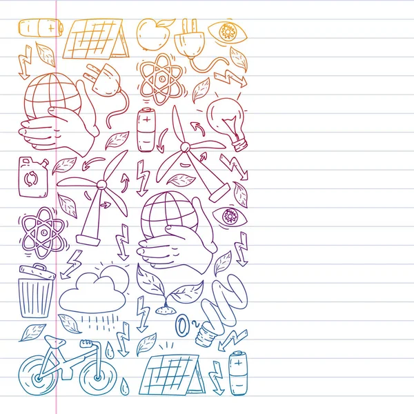 Vektör logosu, tasarım ve rozet trendy çizim tarzı - sıfır atık kavramı, geri dönüşüm ve yeniden, azaltmak - ekolojik yaşam tarzı ve sürdürülebilir gelişmeler simgeleri, degrade,