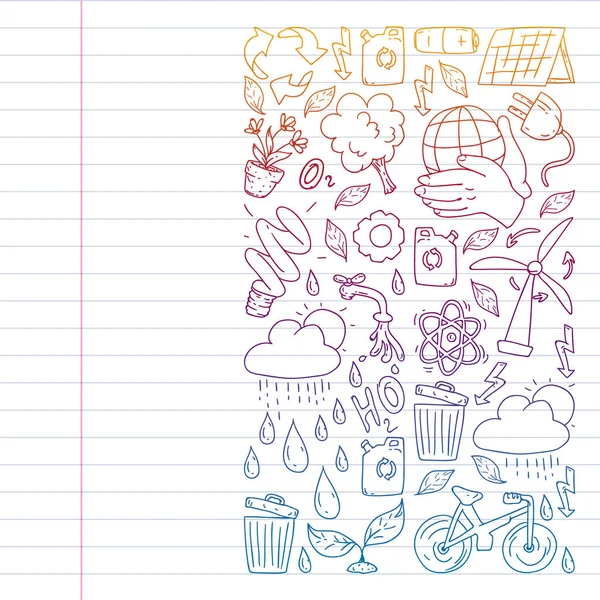 Vektör logosu, tasarım ve rozet trendy çizim tarzı - sıfır atık kavramı, geri dönüşüm ve yeniden, azaltmak - ekolojik yaşam tarzı ve sürdürülebilir gelişmeler simgeleri, degrade,