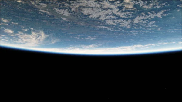 3d rendern, nahe, niedrige Erdumlaufbahn blauer Planet. 4k im Weltall, Oberfläche. hohe Qualität. — Stockfoto