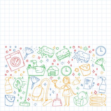 Temizlik hizmetleri şirket vektör deseni, kare defter