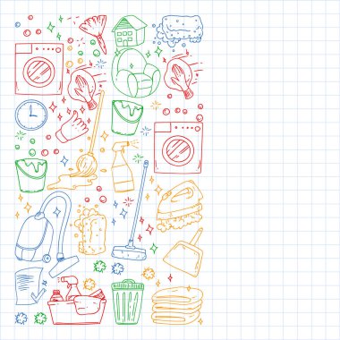 Temizlik hizmetleri şirket vektör deseni, kare defter