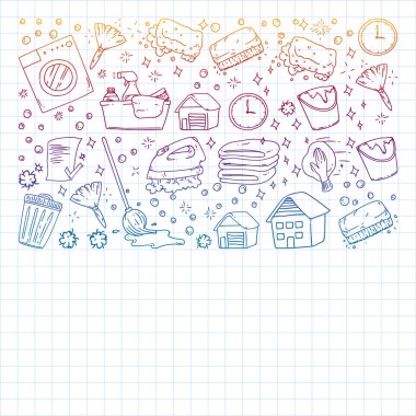 Temizlik hizmetleri şirket vektör deseni, kare defter