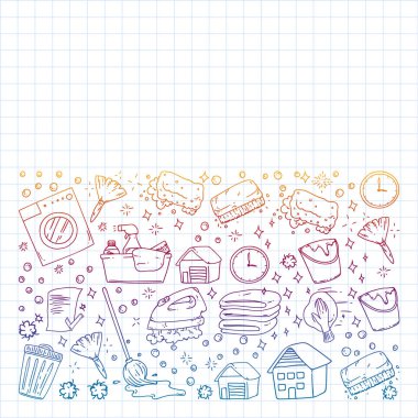 Temizlik hizmetleri şirket vektör deseni, kare defter