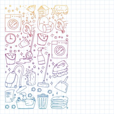 Temizlik hizmetleri şirket vektör deseni, kare defter