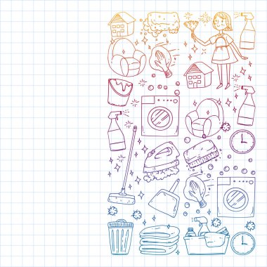 Temizlik hizmetleri şirket vektör deseni, kare defter