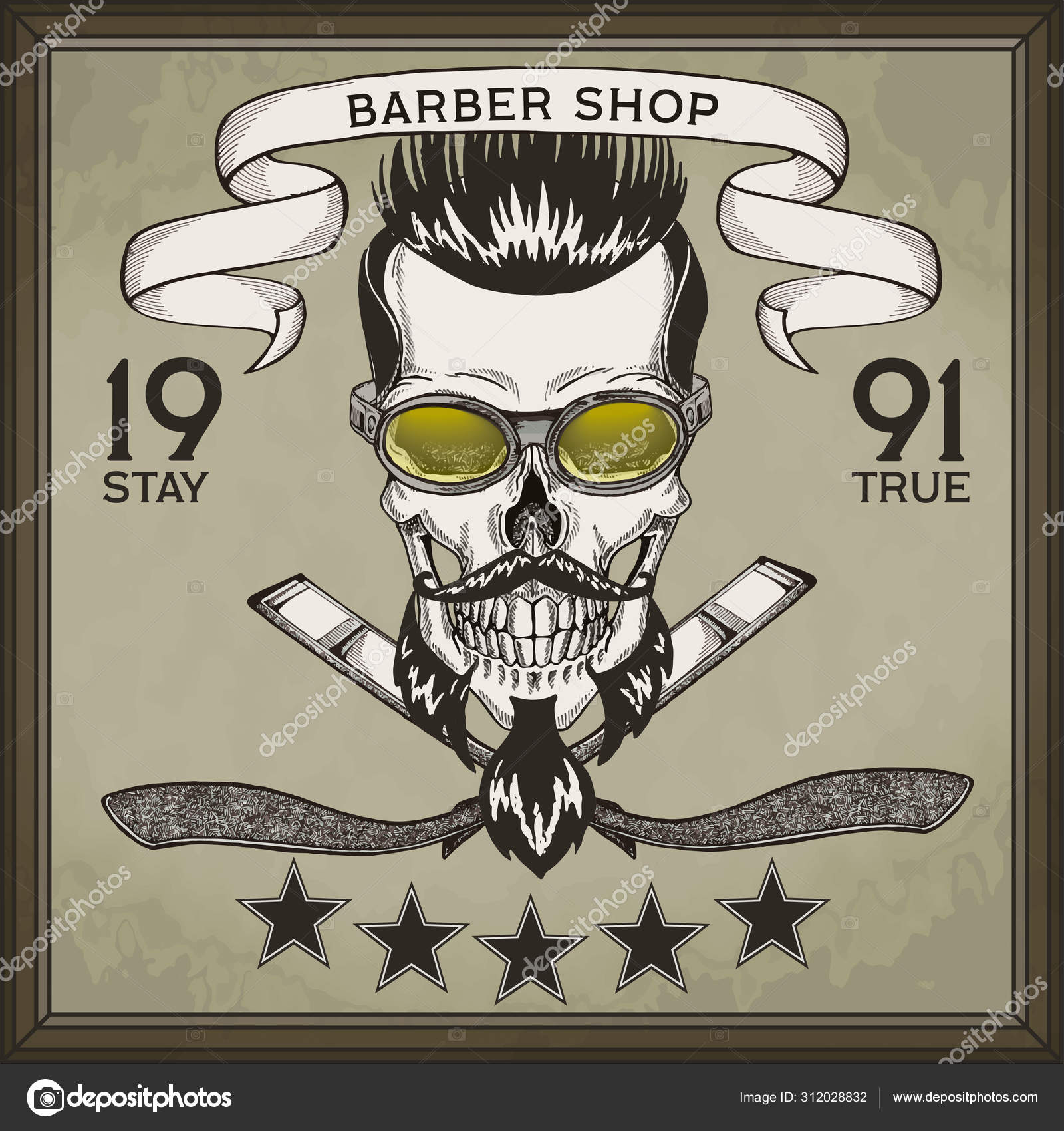 Vintage, hipster skull logo in old style, vector. Stock