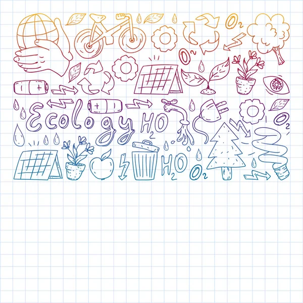 Modèle vectoriel avec jardin d'enfants, enfants jouets. Illustration des enfants heureux. Dessin dégradé sur un carnet dans un carnet carré. — Image vectorielle