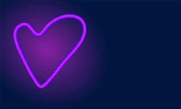 Neonskylthjärta. Ljus. Elektrisk ljus 3d rektangel banner design på mörkblå bakgrund. Neon abstrakt bakgrund med bloss och gnistrar. Vintage vektor illustration. — Stock vektor