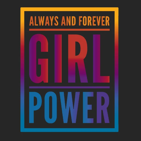 Girl Power Text, Feminismus Slogan. Schwarze Aufschrift für T-Shirts, Poster und Wandkunst. Feministisches Zeichen handgeschrieben mit Tinte und Pinsel. auf schwarzem Hintergrund. — Stockvektor