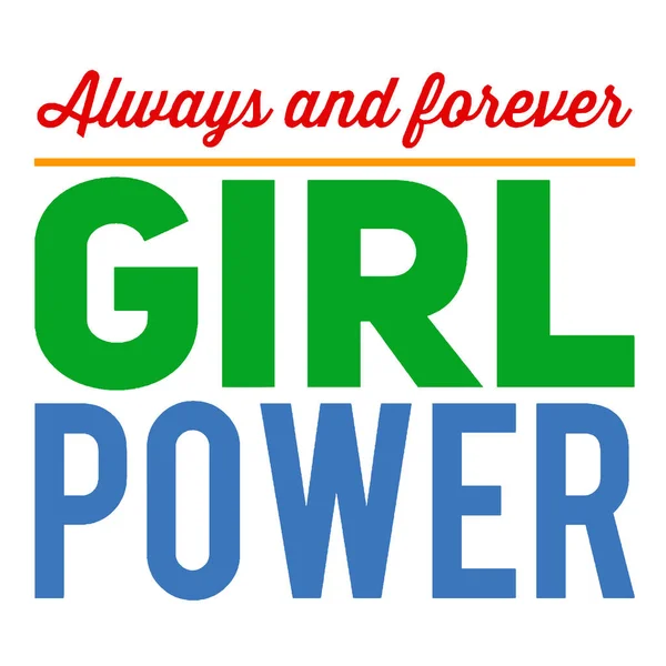 Girl Power Text, Feminismus Slogan. Schwarze Aufschrift für T-Shirts, Poster und Wandkunst. Feministisches Zeichen handgeschrieben mit Tinte und Pinsel. farbige Buchstaben. — Stockvektor