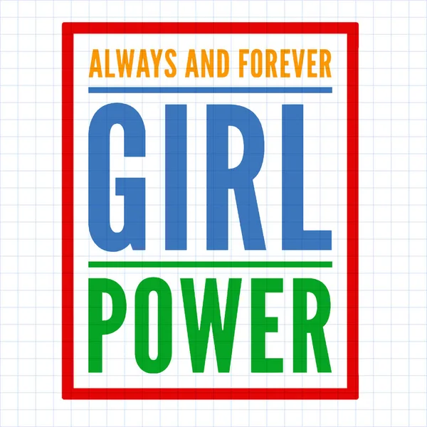 Girl power teks, slogan feminisme. Prasasti hitam untuk t shirt, poster dan seni dinding. Tanda feminis tulisan tangan dengan tinta dan kuas. pada latar belakang putih. - Stok Vektor