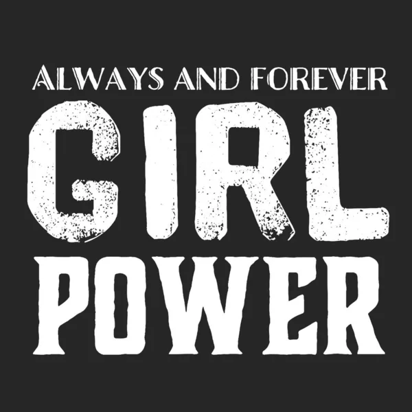 Girl power teks, slogan feminisme. Prasasti hitam untuk t shirt, poster dan seni dinding. Tanda feminis tulisan tangan dengan tinta dan kuas. - Stok Vektor