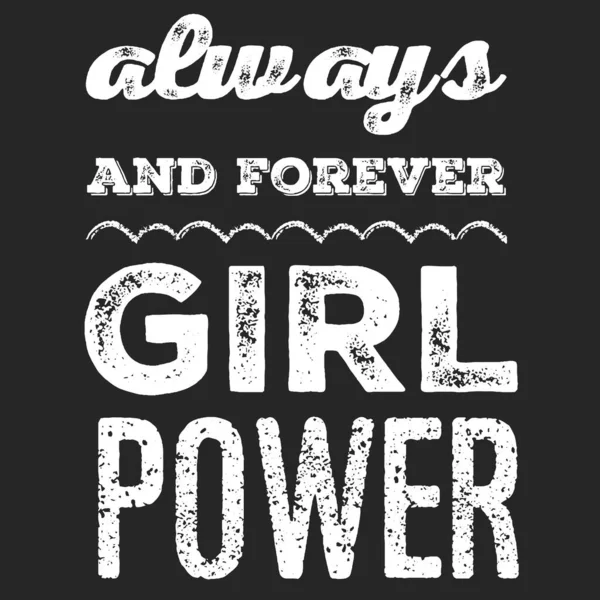 Girl power teks, slogan feminisme. Prasasti hitam untuk t shirt, poster dan seni dinding. Tanda feminis tulisan tangan dengan tinta dan kuas. - Stok Vektor